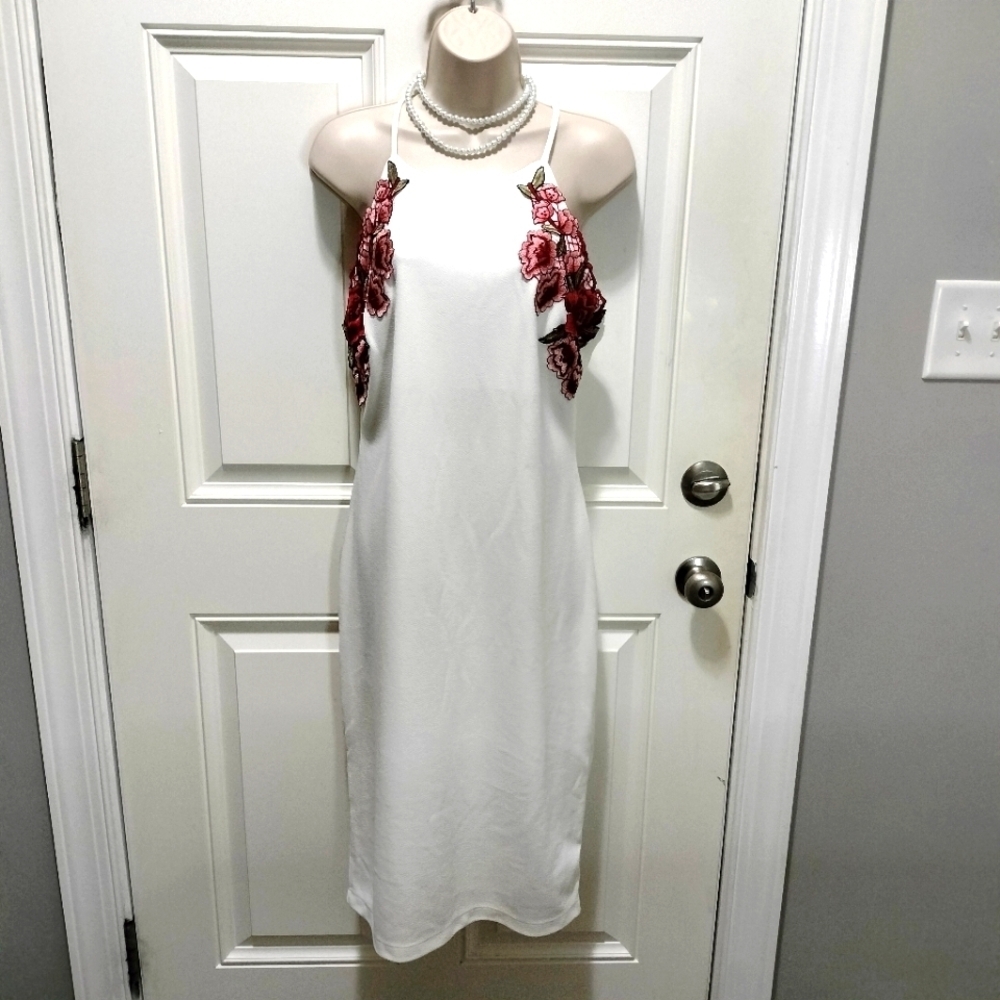 Bisou Bisou Woman's Size 14 Cottagecore Embroidery Boho White Dress - Picture 2 of 9